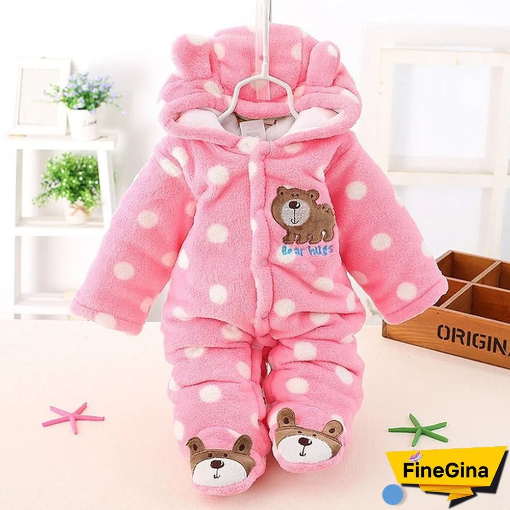 Newborn Baby Romper Coral Fleece Winter Rompers Cartoon Infant Clothes Snowsuit Babies Jumpsuits
