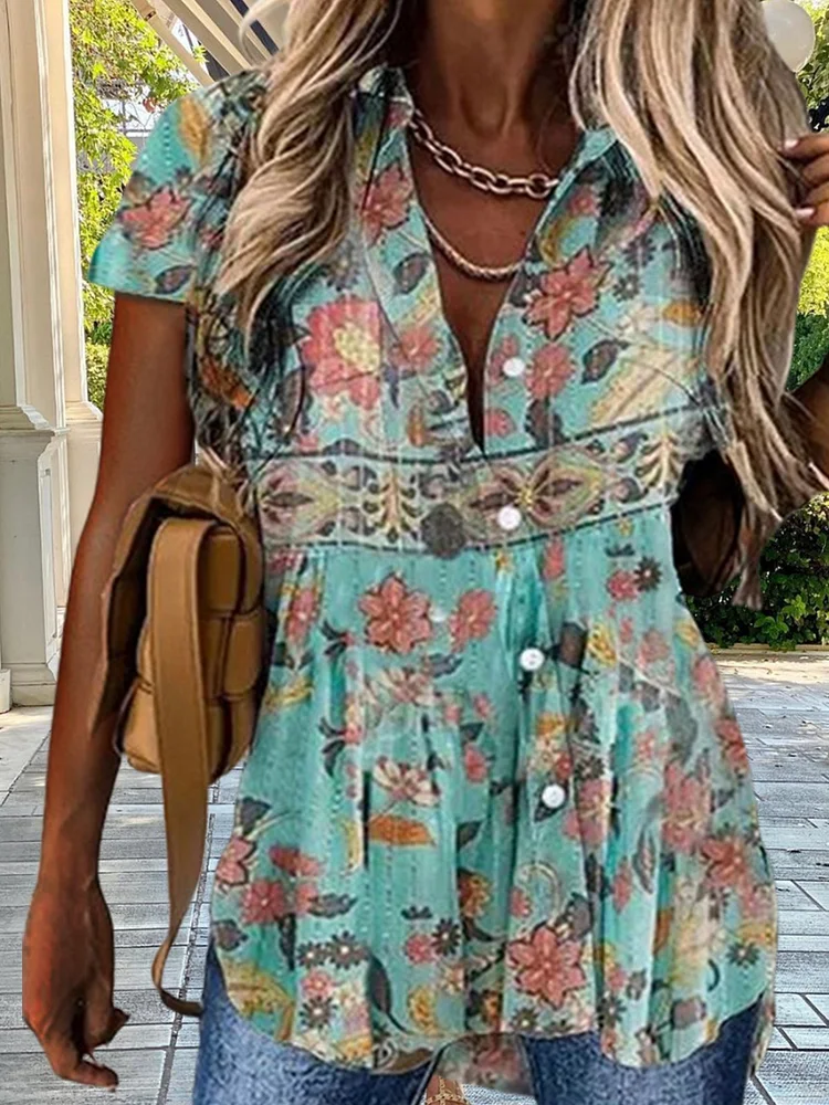 Vacation Tribal Loosen Blouse