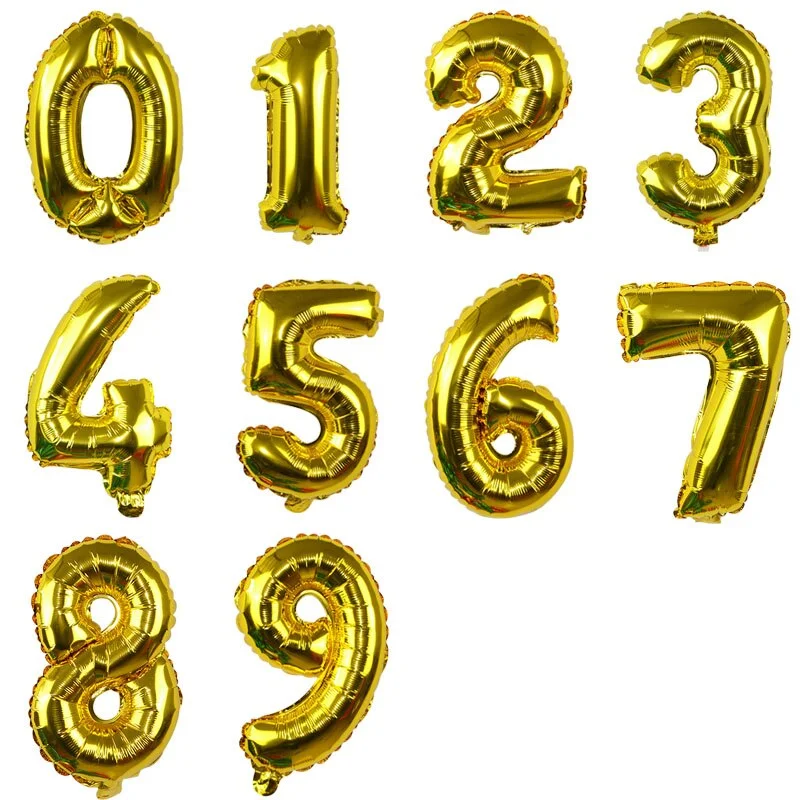 32inch Gold Silver Number Foil Balloons Digital Air Balloons Happy Birthday Wedding Decoration Letter balloons Party Supplies