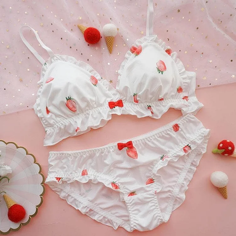 Cute Strawberry Bra Underwear Set SP13334