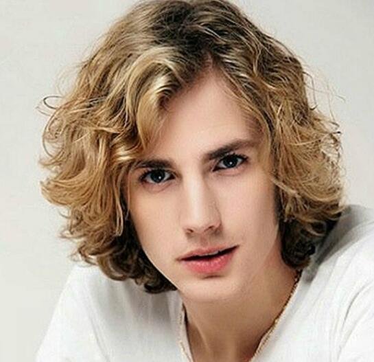 Men's Gradient Partial Bangs Small Curly Short Hair Wig
