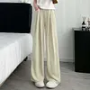 Gioiacombo&trade; Pantaloni estivi a gamba larga in vita elastica leggera da donna
