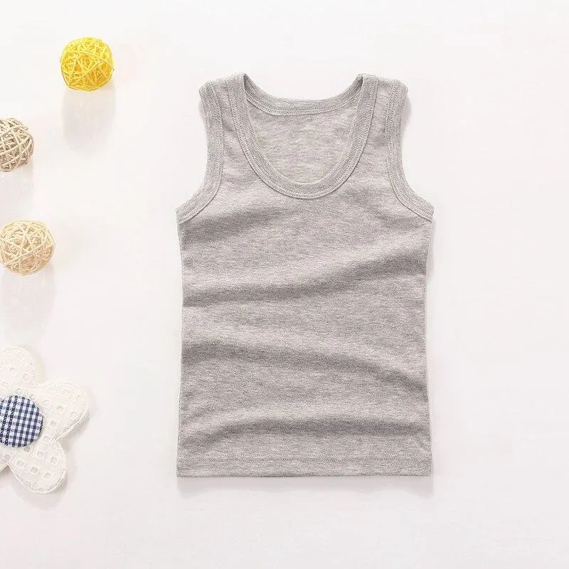 Children Summer Wear Kid Boy Girl 100% Cotton Sports Vest Waistcoat Clothes Pure Color Camisole Kids Girls Casual Vests Outfits