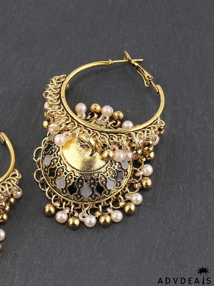 Faux Pearl Decor Jhumka Drop Earrings
