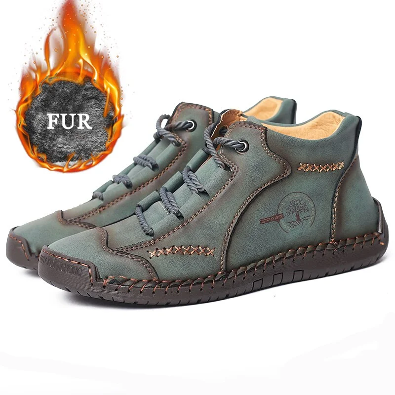 2020 Fashion Winter Men Boots Leather Handmade Ankle Boots Blue Outdoor Autumn Boots Men Casual Leather Shoes Men