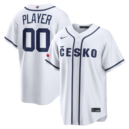 Youth Czech Republic Baseball Custom White 2026 World Baseball Classic Home Jersey