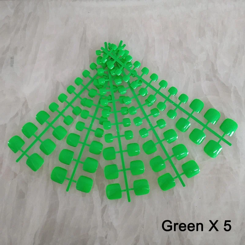 Nail Adhesives Included 5 Sets/bag Toe Short False Nail Tips Candy Color Toe Nails Full Cover Foot Fake Nails Art Tips-Nail Inspo