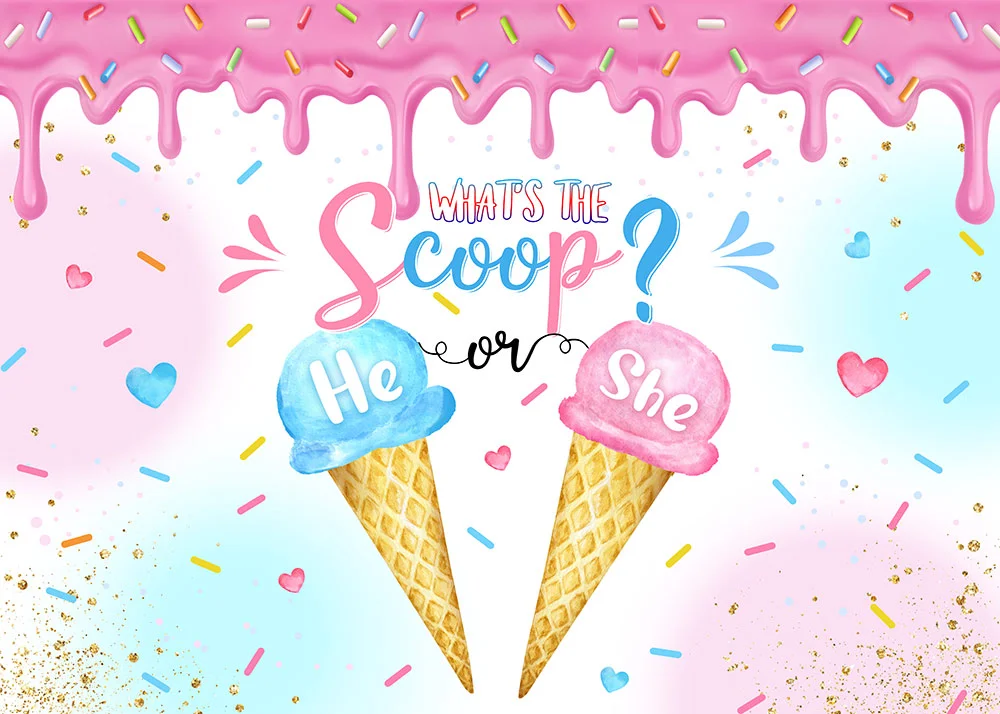 What's The Scoop He Or She Gender Reveal Party Backdrop RedBirdParty