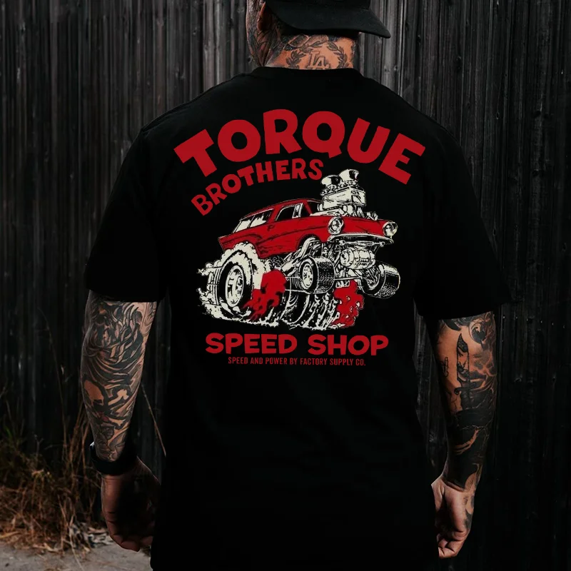 TORQUE BROTHERS SPEED SHOP Classic Car Print Men's T-shirt