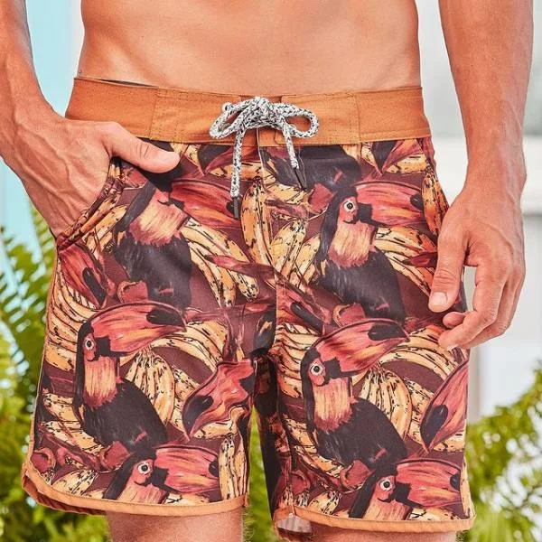 Casual Fashion Bird Print Shorts Beach Pants