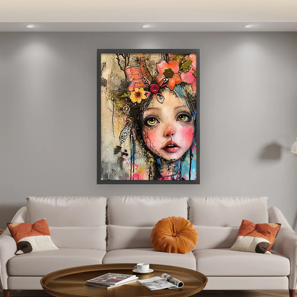 11CT Full Stamped Cross Stitch - Girl(Canvas|45*60CM)