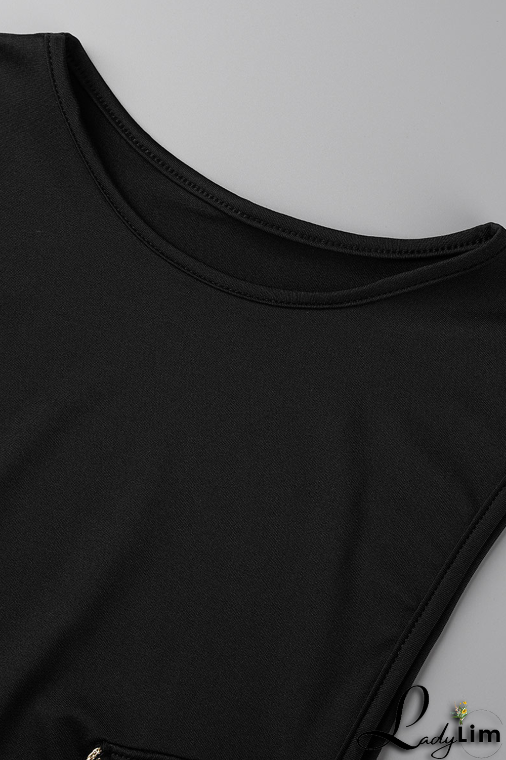 Black Casual Solid Chains O Neck Pencil Skirt Dresses