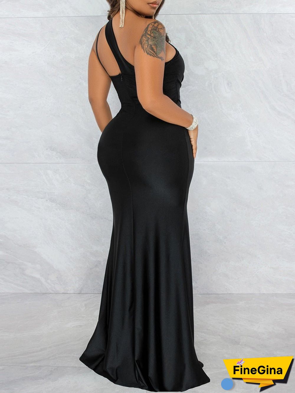 Women'S Dresses One-Shoulder Sling Sleeveless Slit Dress
