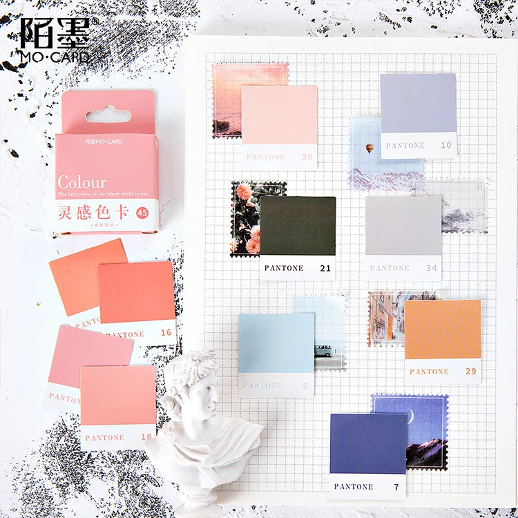 JOURNALSAY 45pcs Morandi Pure Color DIY ​Journal Decoration Sticke
