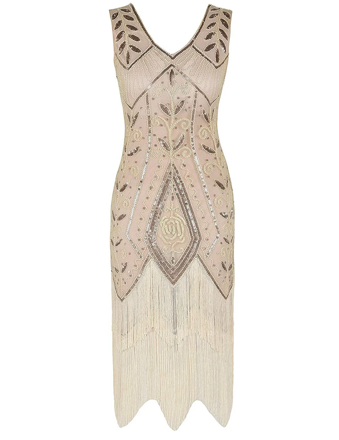 Women Flapper Dress 1920s Gatsby Art Deco Fringed Sequin Cocktail Dress
