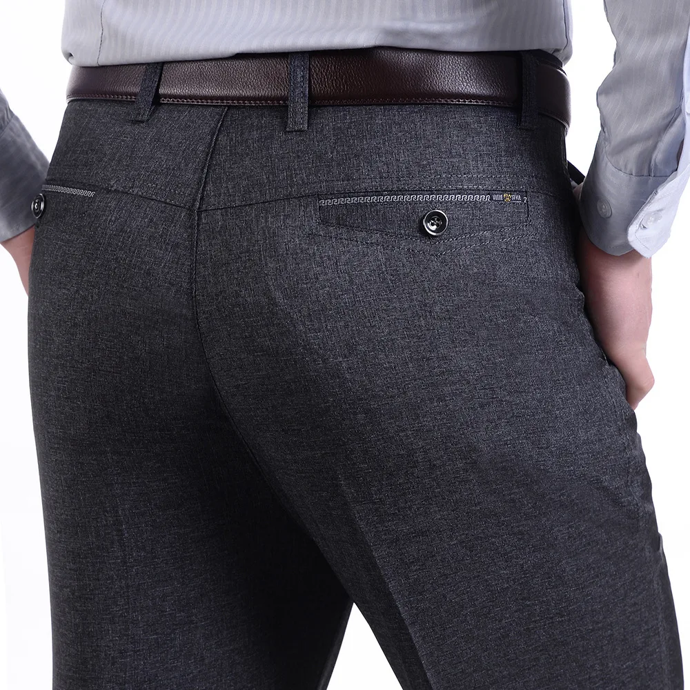 Lookouta 2024 Brand Men's Trousers Middle-aged Men Trousers Casual Loose Thin Pants for Male Straight High Waist Man Trouser Pant
