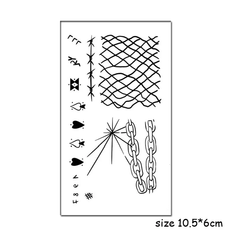 Temporary Tattoo Stickers Sexy Cross English Alphabet Line Fake Tatto Waterproof Tatoo Hand Leg Belly Small Size for Women Men