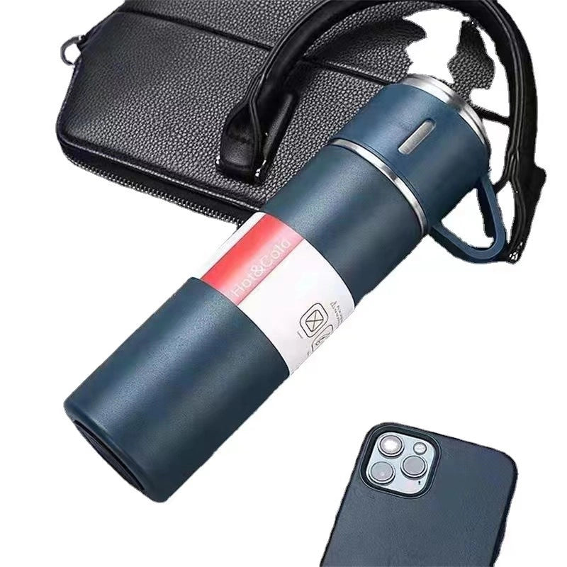 Business Gift Thermos Cup Set One Cup 3 Lid Gift Box Set Thermos Cup 304 Stainless Steel Water Cup Accompanying Gift