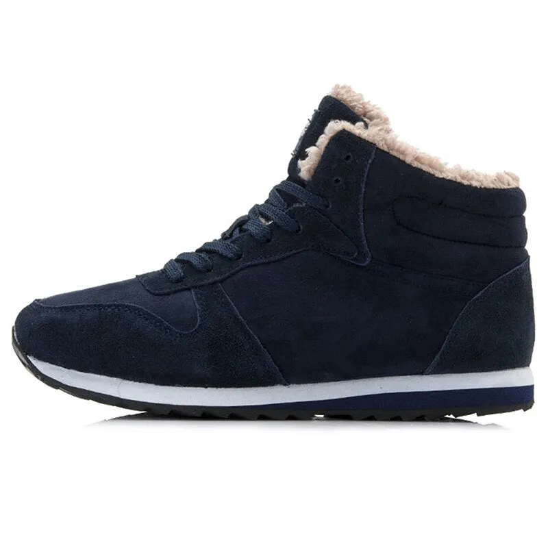 Men Shoes Winter Warm Fur Men Casual Shoes Lace Up Round Toe Casual Men Shoes Flock Footwear For Winter Man Sneakers