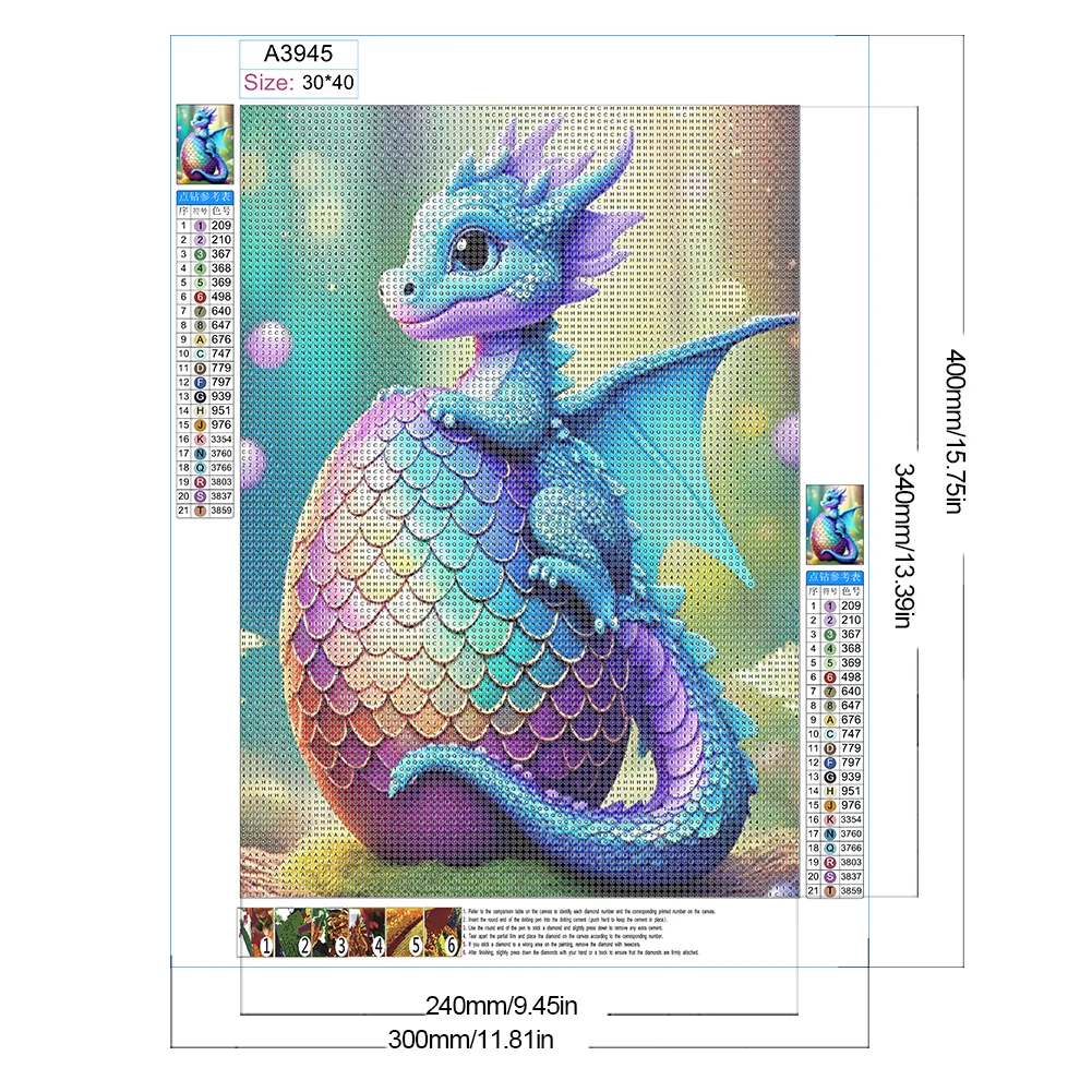 Diamond Painting - Full Round Drill - Colorful Dragon Egg(Canvas|30*40cm)