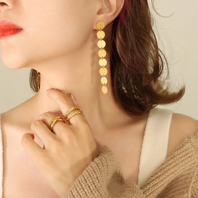 1 Pair Exaggerated Streetwear Round Plating 304 Stainless Steel 18K Gold Plated Drop Earrings