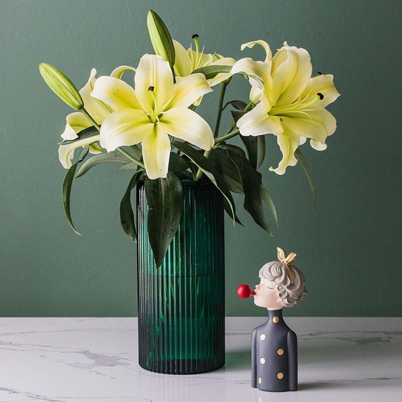 Modern Nordic Style Cylinder Clear Glass Flower Vases