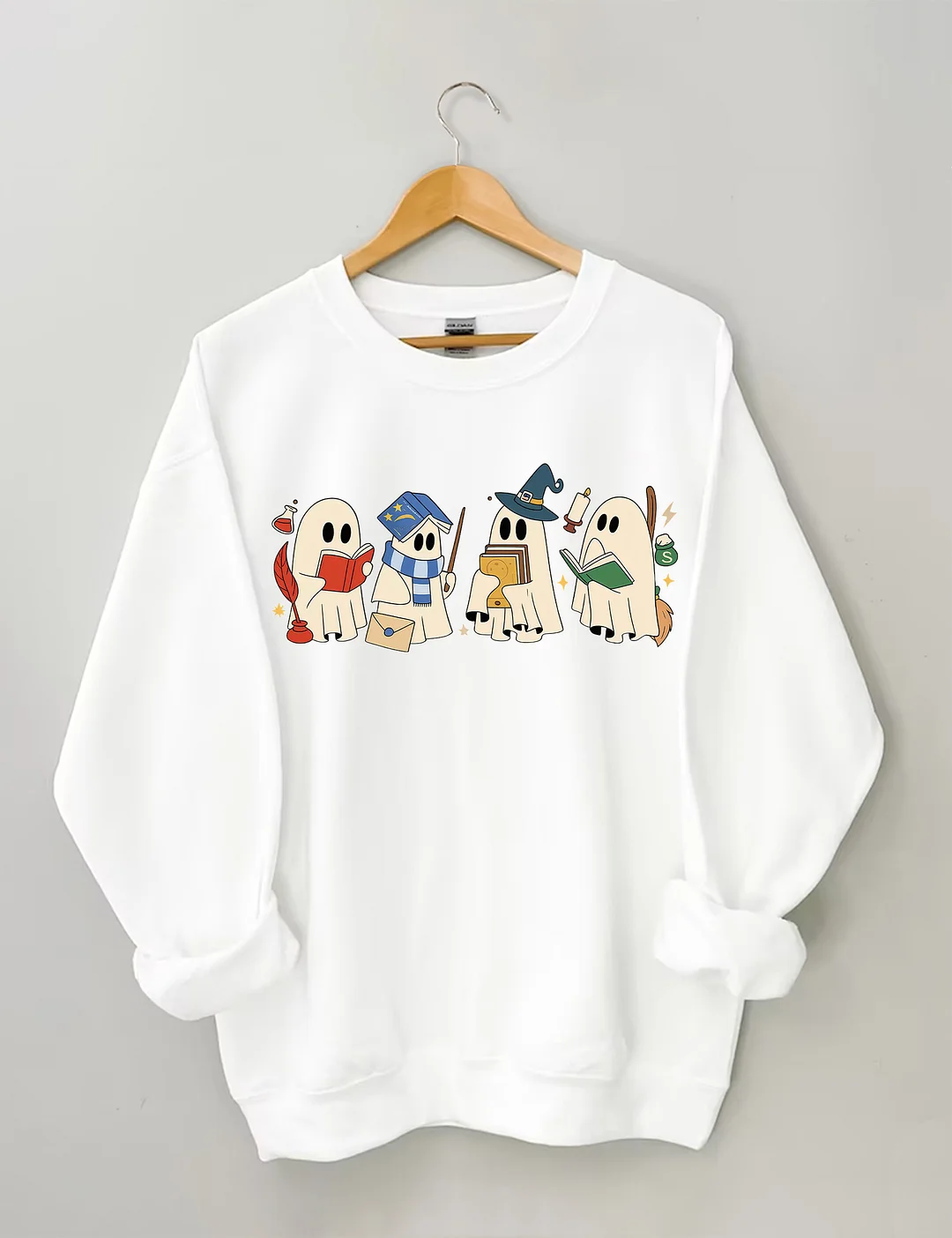Halloween Ghosts Reading Book Sweatshirt