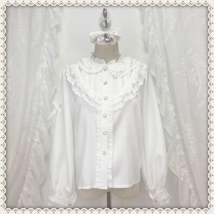 Kawaii Princess White Long Sleeve Lolita Shirt SS2050