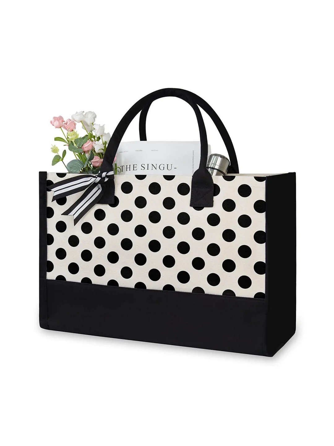 Canvas Shopping Bag - Fashion Shoulder Bag - Dot Pattern