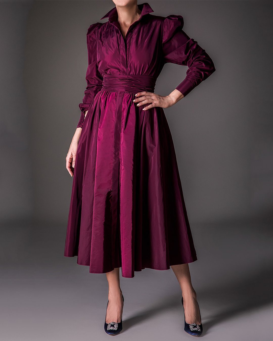 Women's Elegant Solid Color Lapel Dress