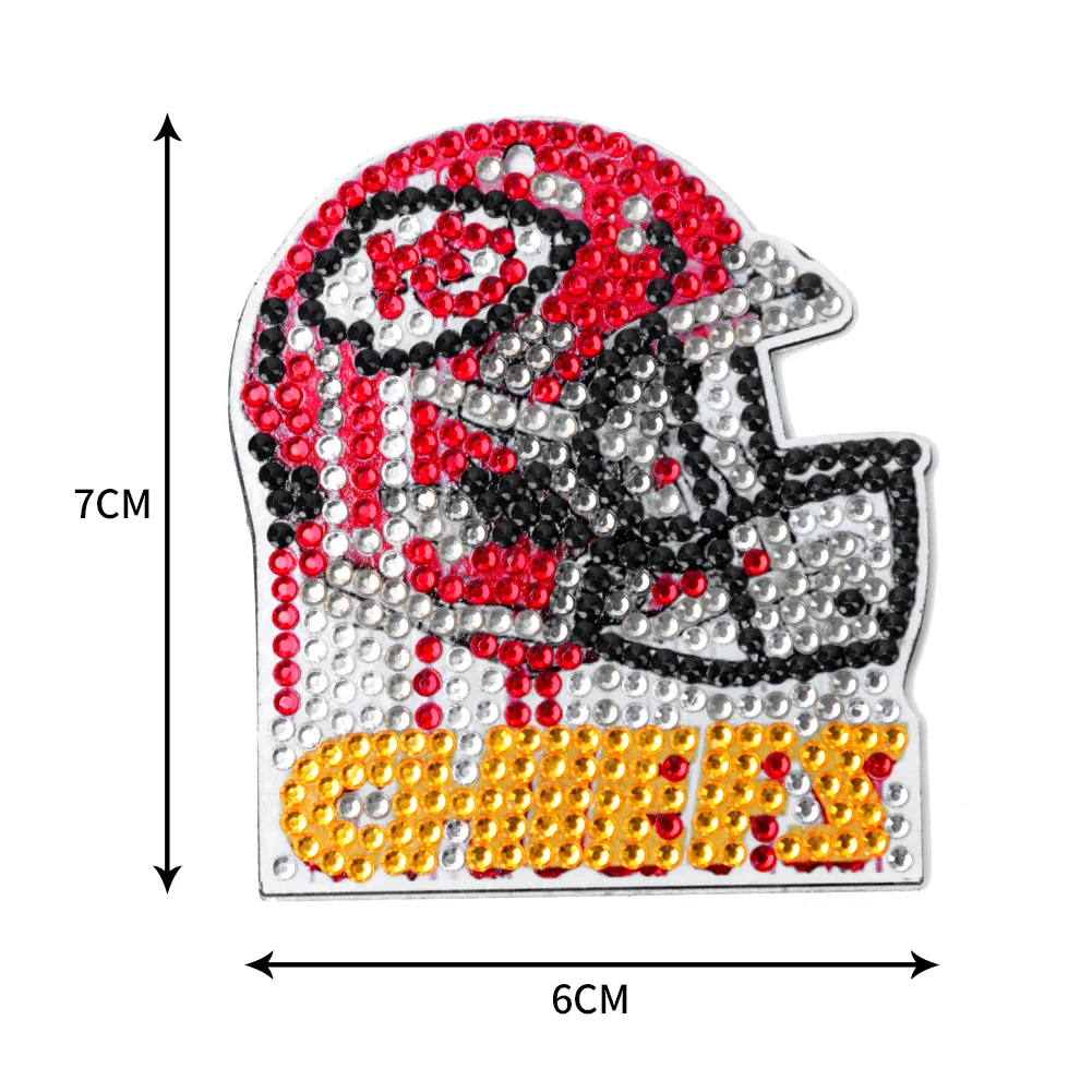 Kansas City Chiefs DIY Diamond Art Keychains Craft Rugby Team Badge Hanging Ornament(Double Sided)