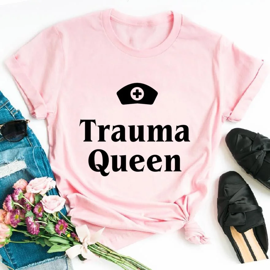 Women's Nurse is Hero Print T-shirts Girl Summer 90s Ullzang Harajuku Ture Nurse Queen Cropped Funny T Shirt ,Drop Ship