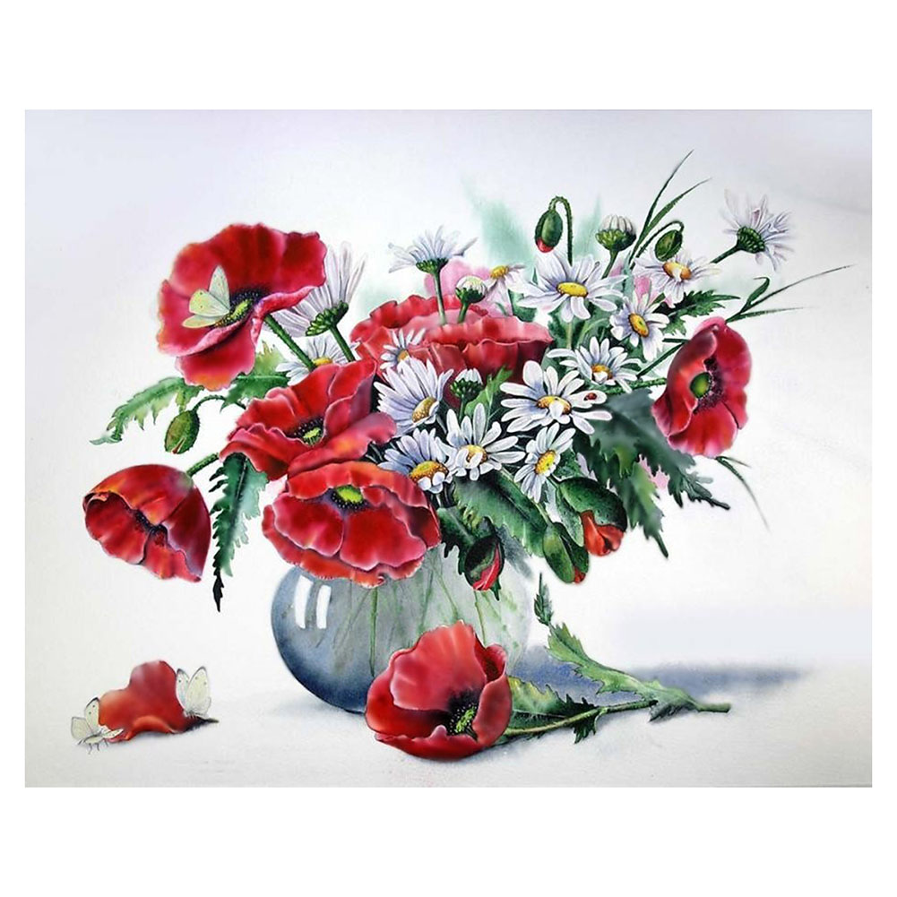 

Red Flower Vase - 11CT Stamped Cross Stitch - 48*58CM, 501 Original