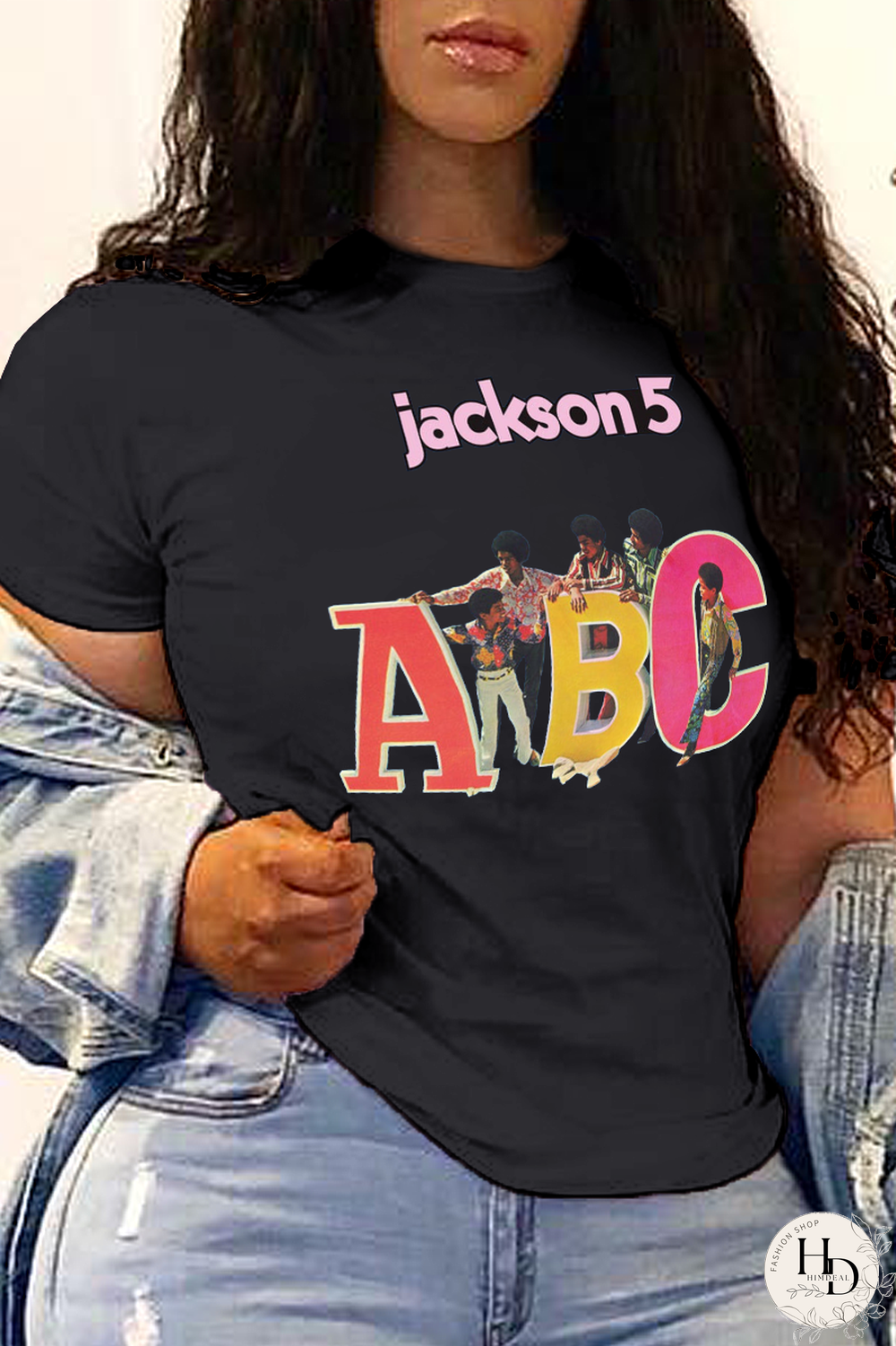Black Casual Daily Print Patchwork Letter O Neck T-Shirts