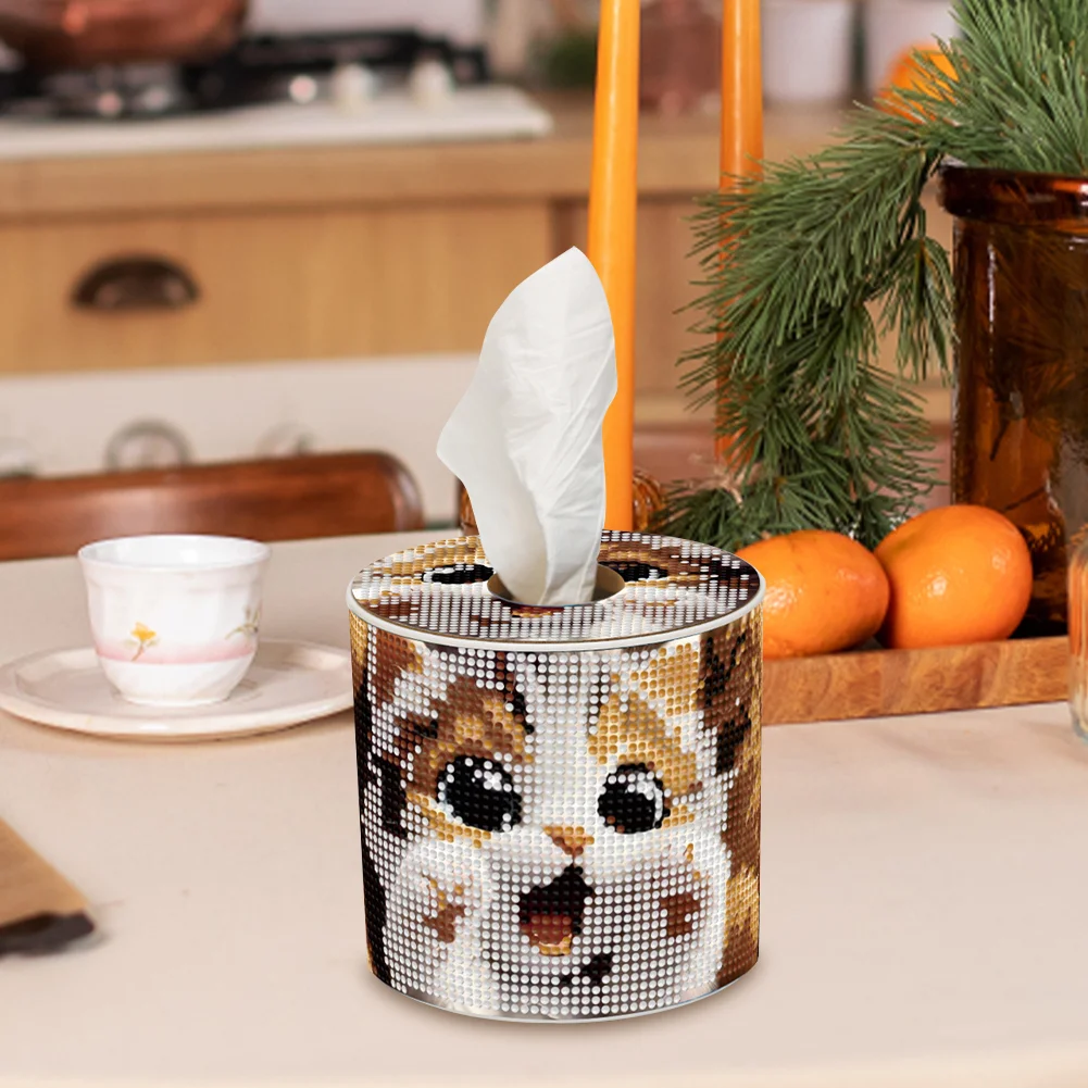 Cute Kitten DIY Diamond Painting Handmade Tissue Holder Rhinestones Tissue Box