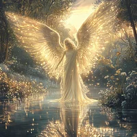 Angel by Sparkling River - Diamond Painting