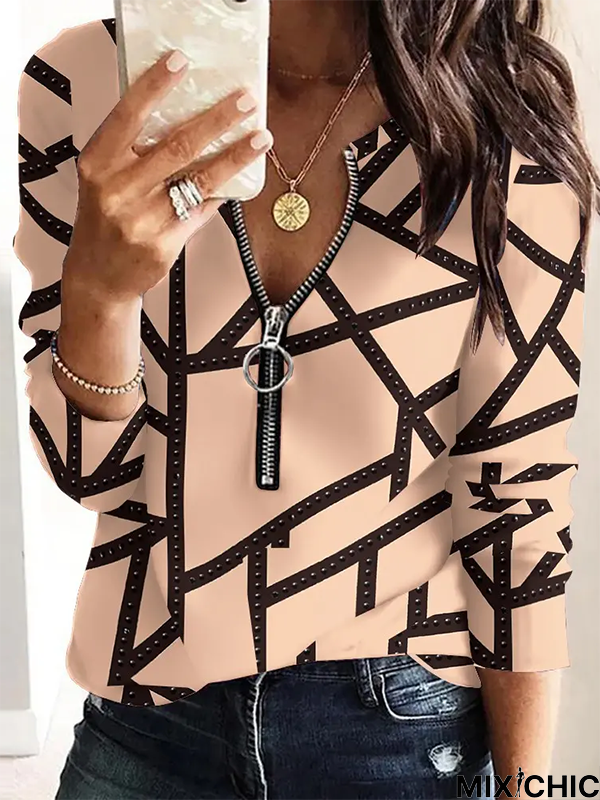 Geometric Regular Fit Long sleeve Top