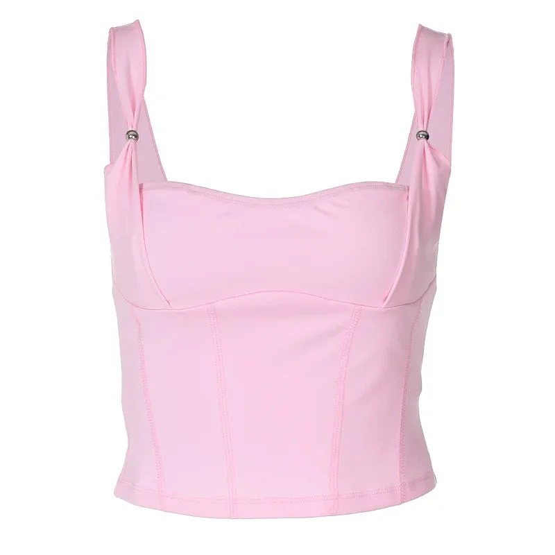Toloer Pink Strappy Crop Top-Outfit Ideas