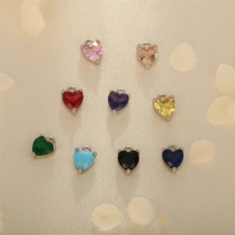 Romantic Minimalist Heart Shape Copper Plating Inlay Zircon 18k Gold Plated Valentine’s Day Charms