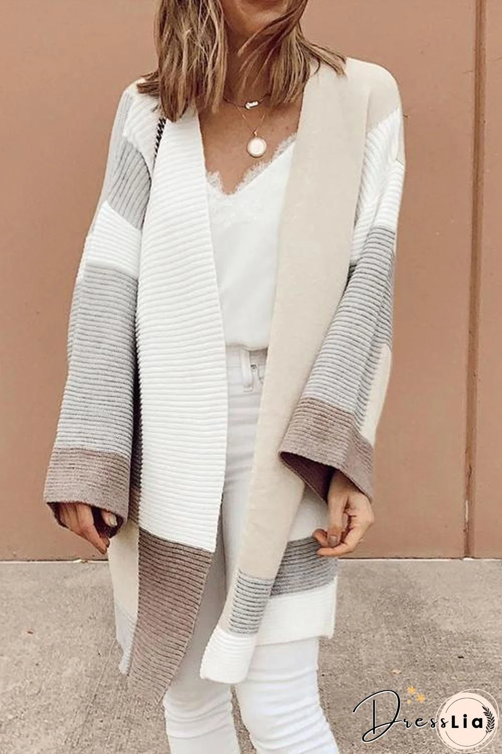 Geometry Color Block Cardigan