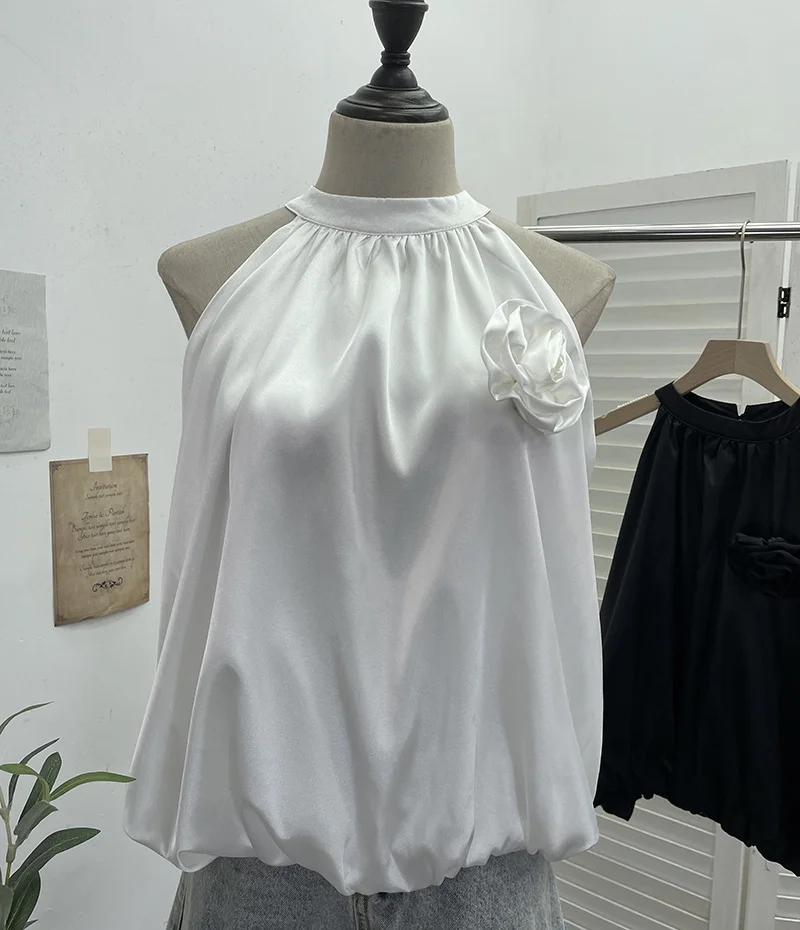 Nigikala Nigikala Shooting French Gold Wind Hanging Shoulder Waistcoat Woman Design Feel Sleeveless Bud Top Loose Shirt 1170