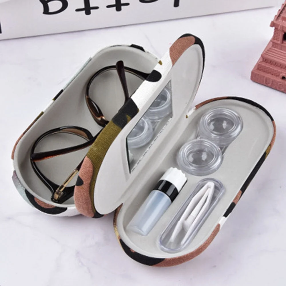 Dual Use Glasses Case New Design 2 In 1 Camouflage Double Layer Reading Glasses Box Multi-purpose Portable Contact Lens Boxes