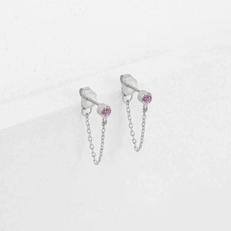 1 Pair Minimalist Geometric Inlay Stainless Steel Rhinestones 14K Gold Plated Rose Gold Plated Drop Earrings