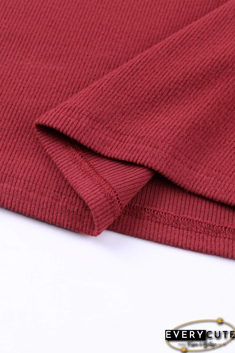 Red Lace Crochet V Neck Long Sleeve Top