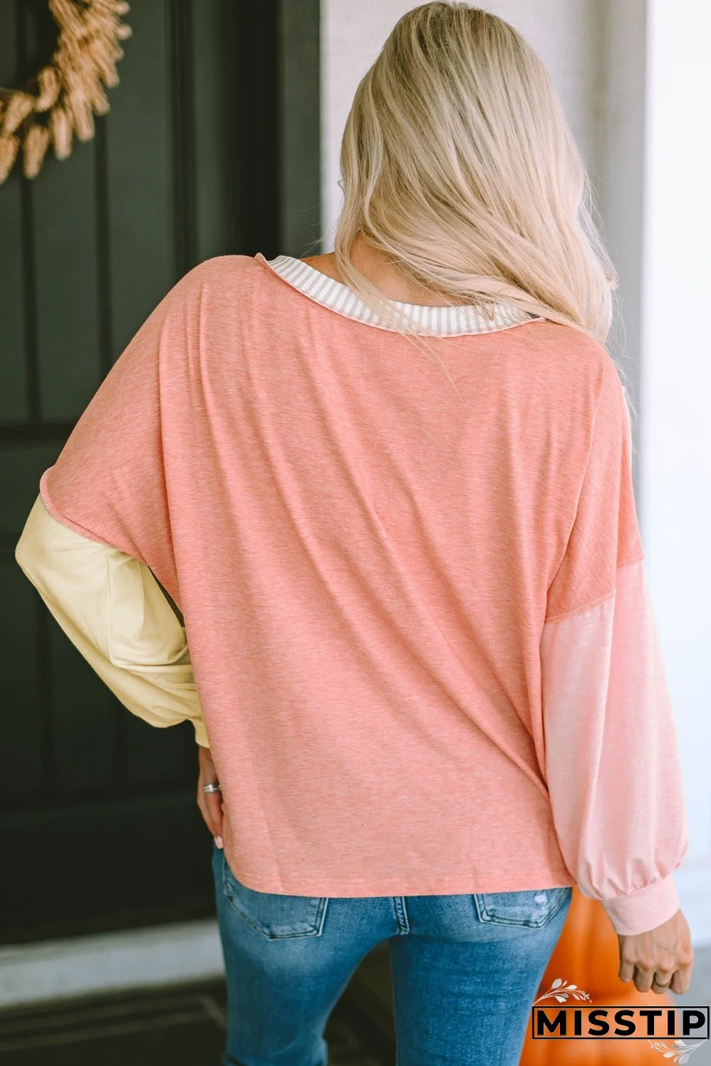 Striped Color Block Splicing T Shirt