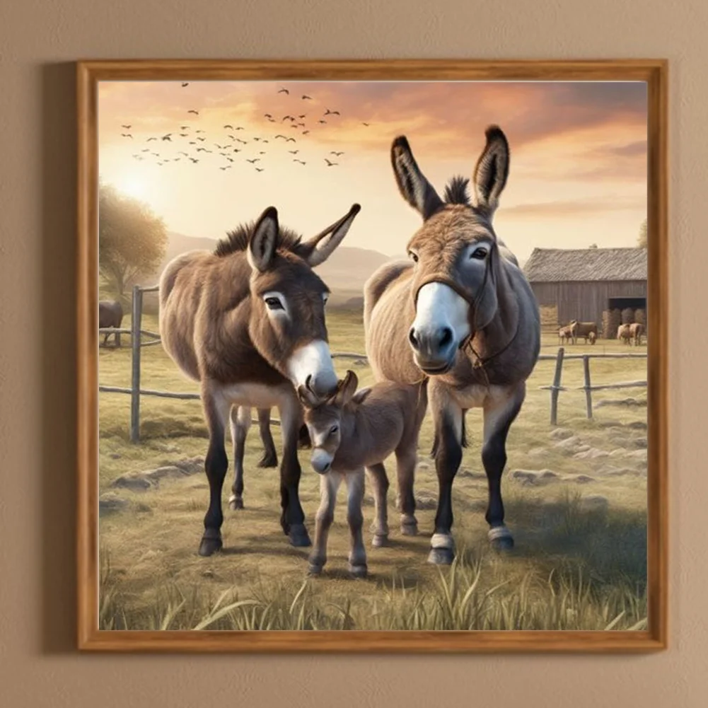 Diamond Painting - Full Round Drill - Farm Donkey(Canvas|30*30cm)