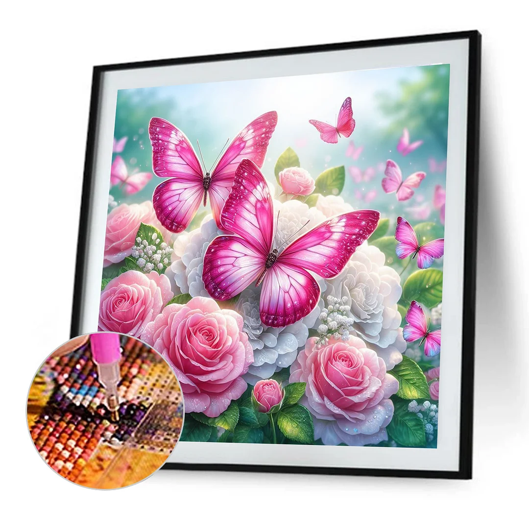 Diamond Painting - Full Round Drill - Butterfly Flower(Canvas|30*30cm)
