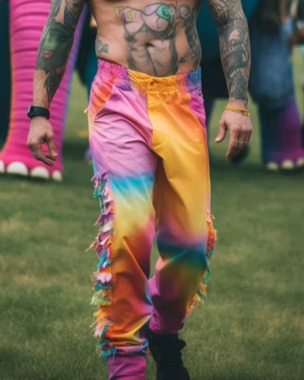 Men's Rainbow Festival Color Tie Dye Trousers