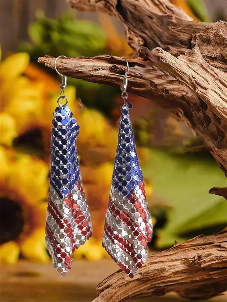 Flag Inspired Glitter Metal Earrings elevenforest