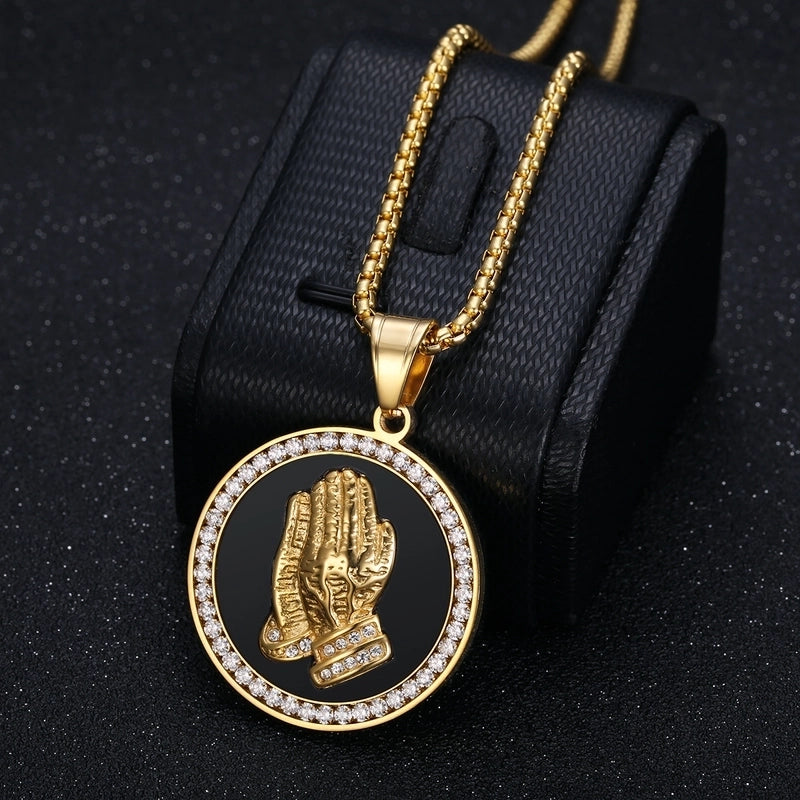 Hip-Hop Hand Titanium Steel Plating Zircon 18K Gold Plated Men's